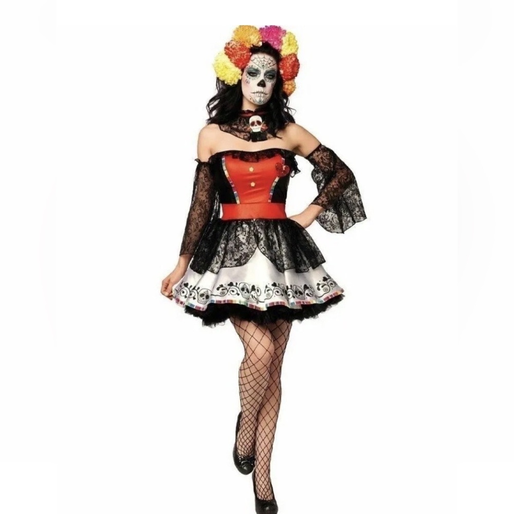NEW "DAY OF THE DEAD" Sugar Skull Beauty Leg Avenue Halloween costume  SIZE M/L